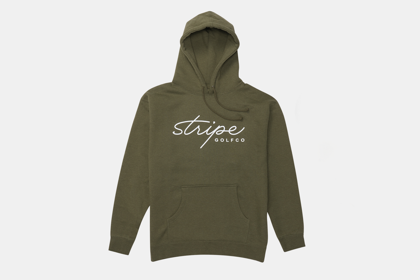 Stripe Script Hoodie - Olive Green